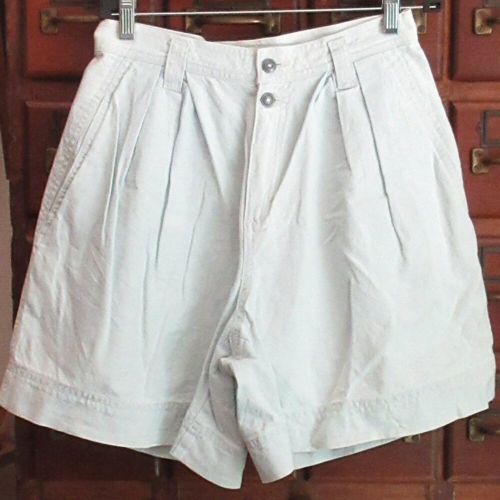 LIZWEAR Pale Pale Blue Cotton Shorts 6 High Waist
